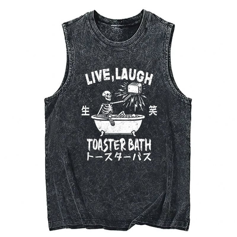 Funny Electric Shock Skeleton Washed Tank