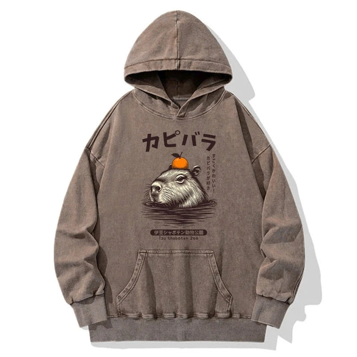 Capybara Hot Spring Washed Hoodie