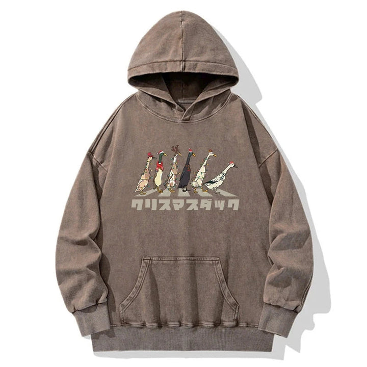 Funny Christmas Ducks Washed Hoodie