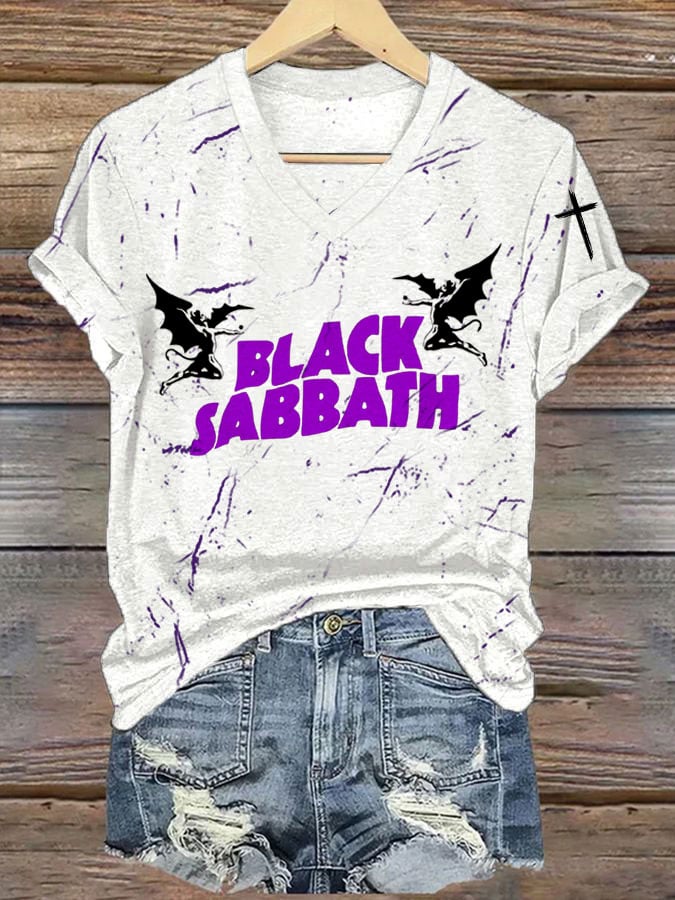 Women's Casual Vintage The Father of Heavy Metal Print T-Shirt