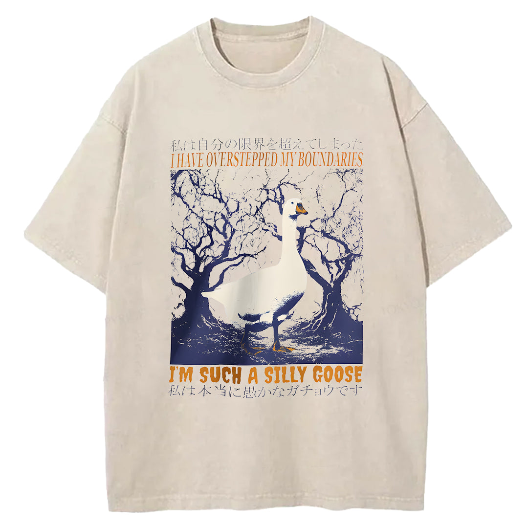 I'M SUCH A SILLY GOOSE Washed Crew Neck T-Shirt