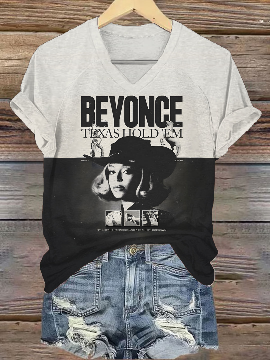 BEYONCE TEXAS HOLD'EM V-neck T-Shirt