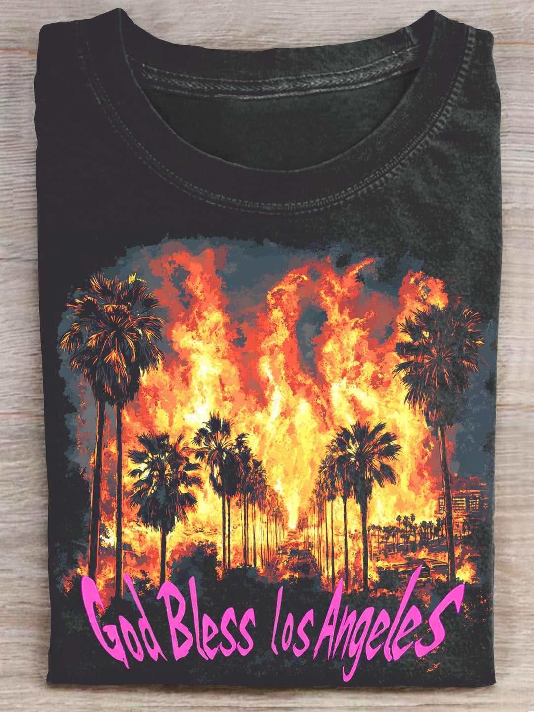God bless Los Angeles Art Print Casual Short Sleeve T-shirt