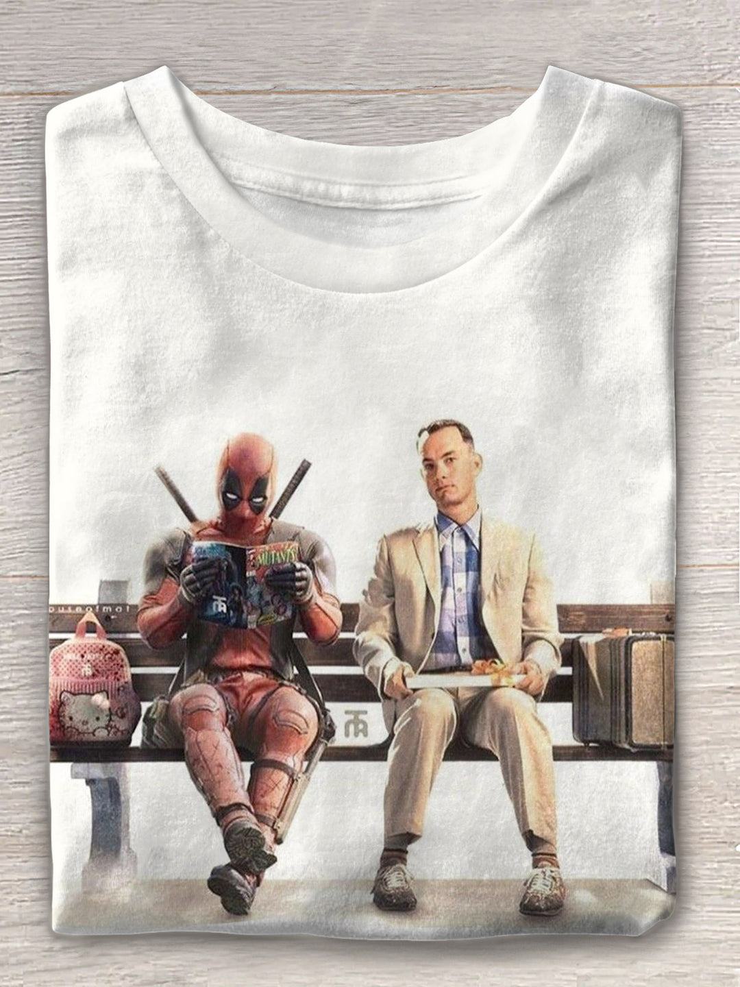 Funny Cartoon Design Print Crew Neck T-shirt