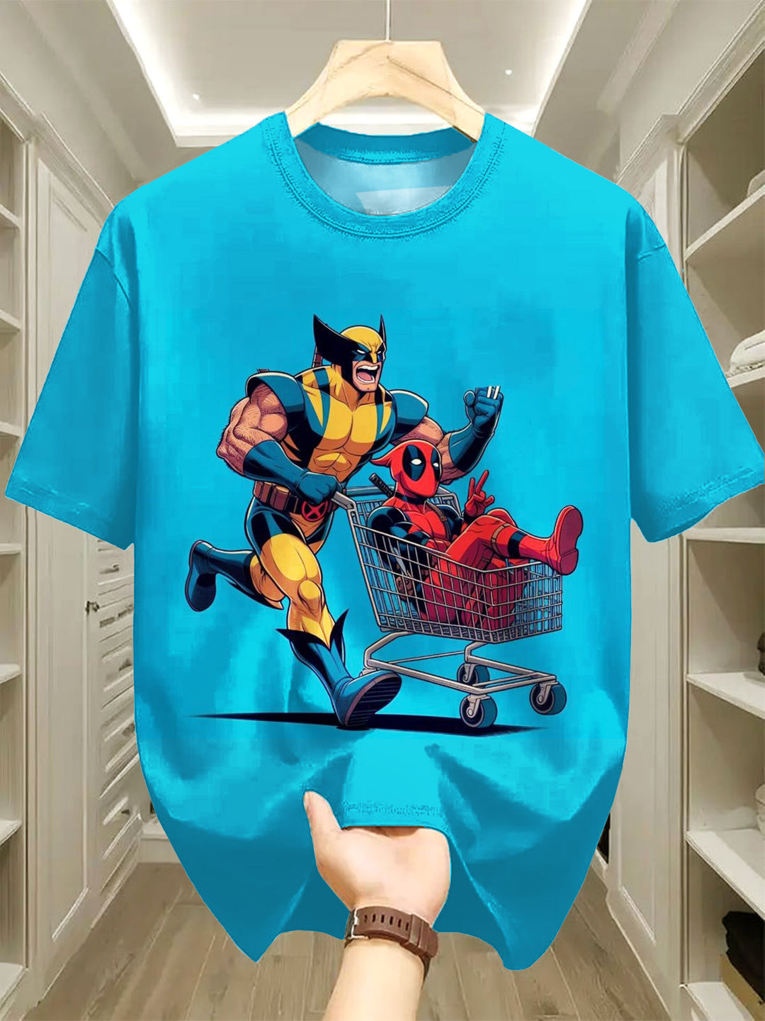 Funny Cartoon Design Print Crew Neck T-shirt
