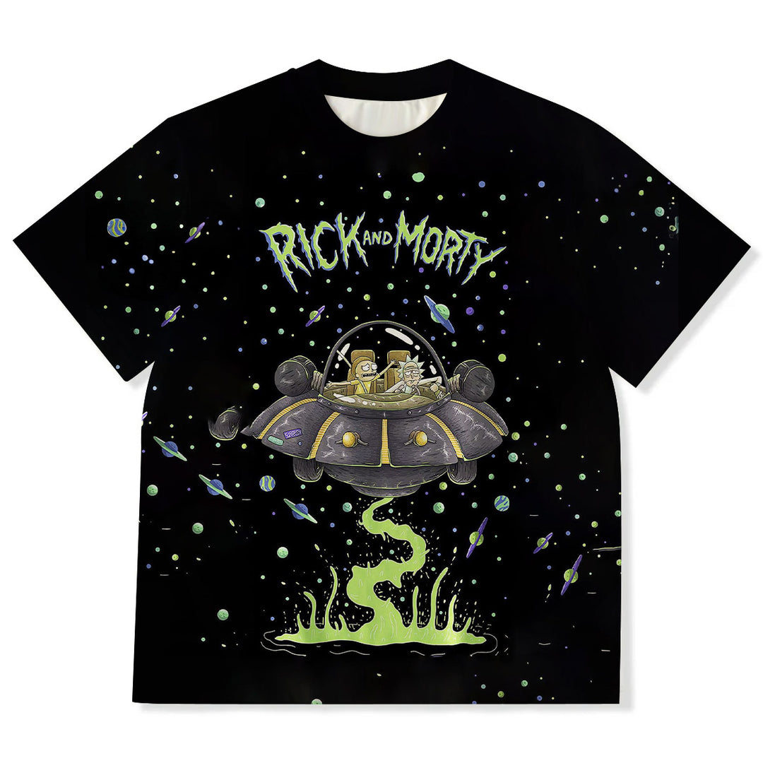 Funny Cartoon Print Crew Neck T-shirt