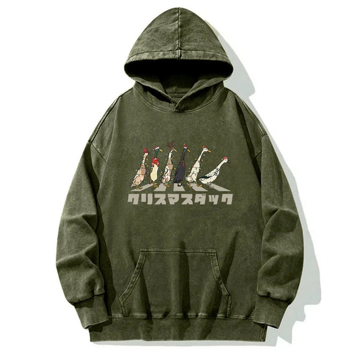 Funny Christmas Ducks Washed Hoodie