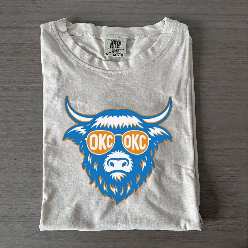 OKC Basketball World Champs Print Crew Neck T-shirt