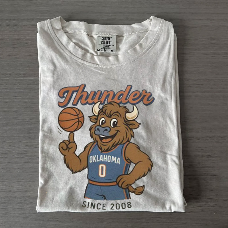 OKC Basketball World Champs Print Crew Neck T-shirt