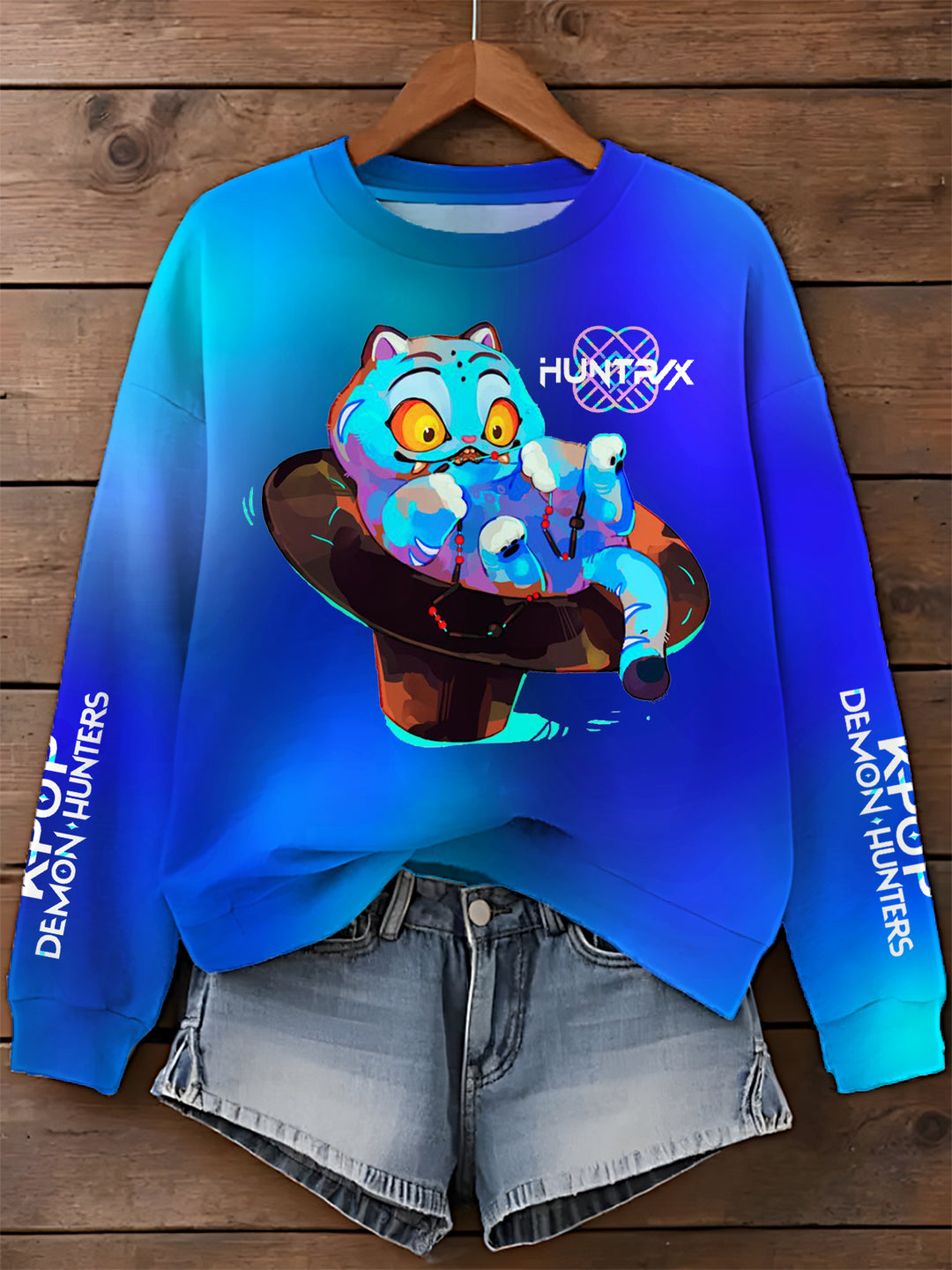 Devil Hunter Gradient Printed Long Sleeve Casual Top