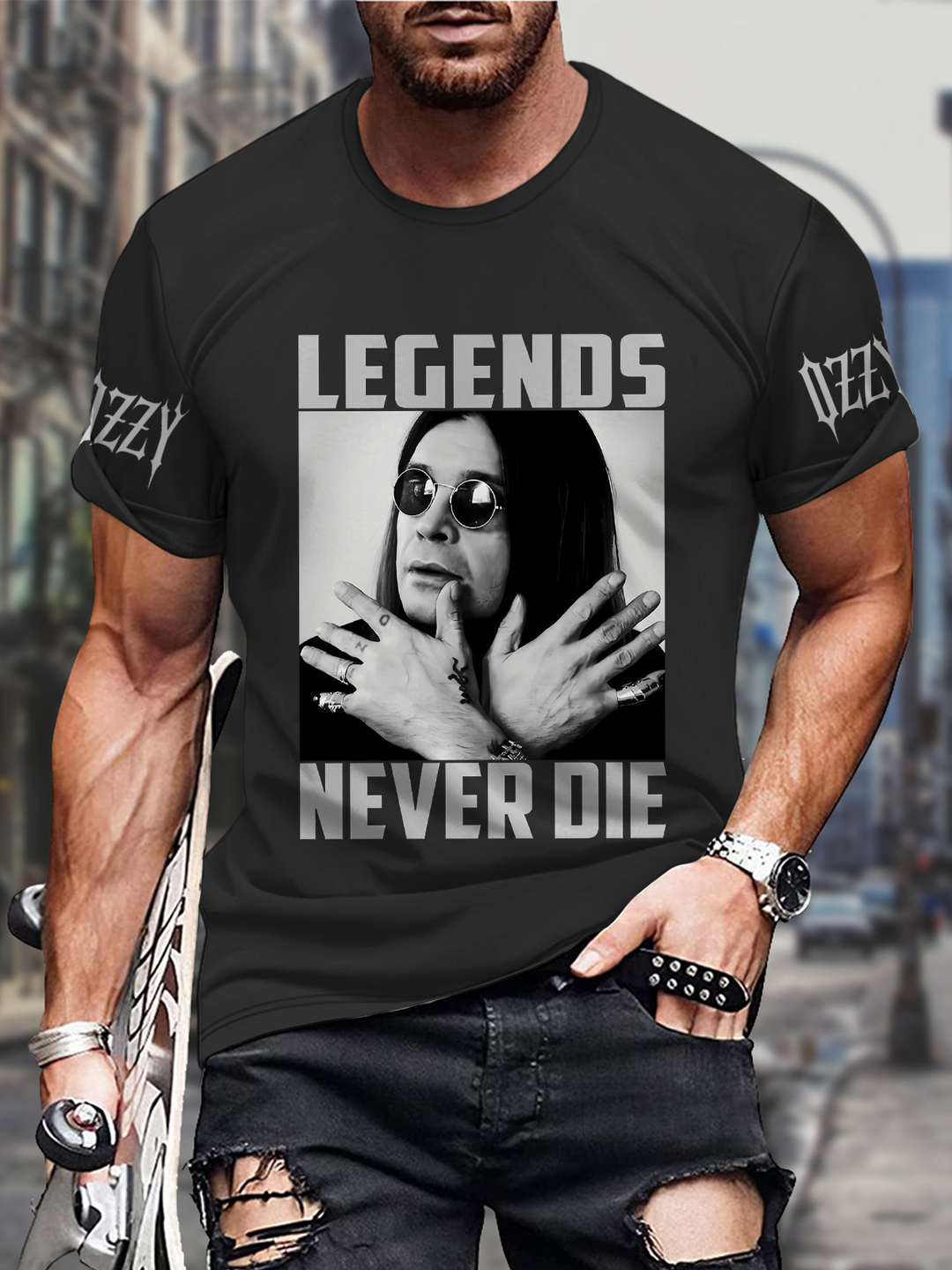 Ozzy Osbourne Round Neck Short Sleeve Men's T-shirt