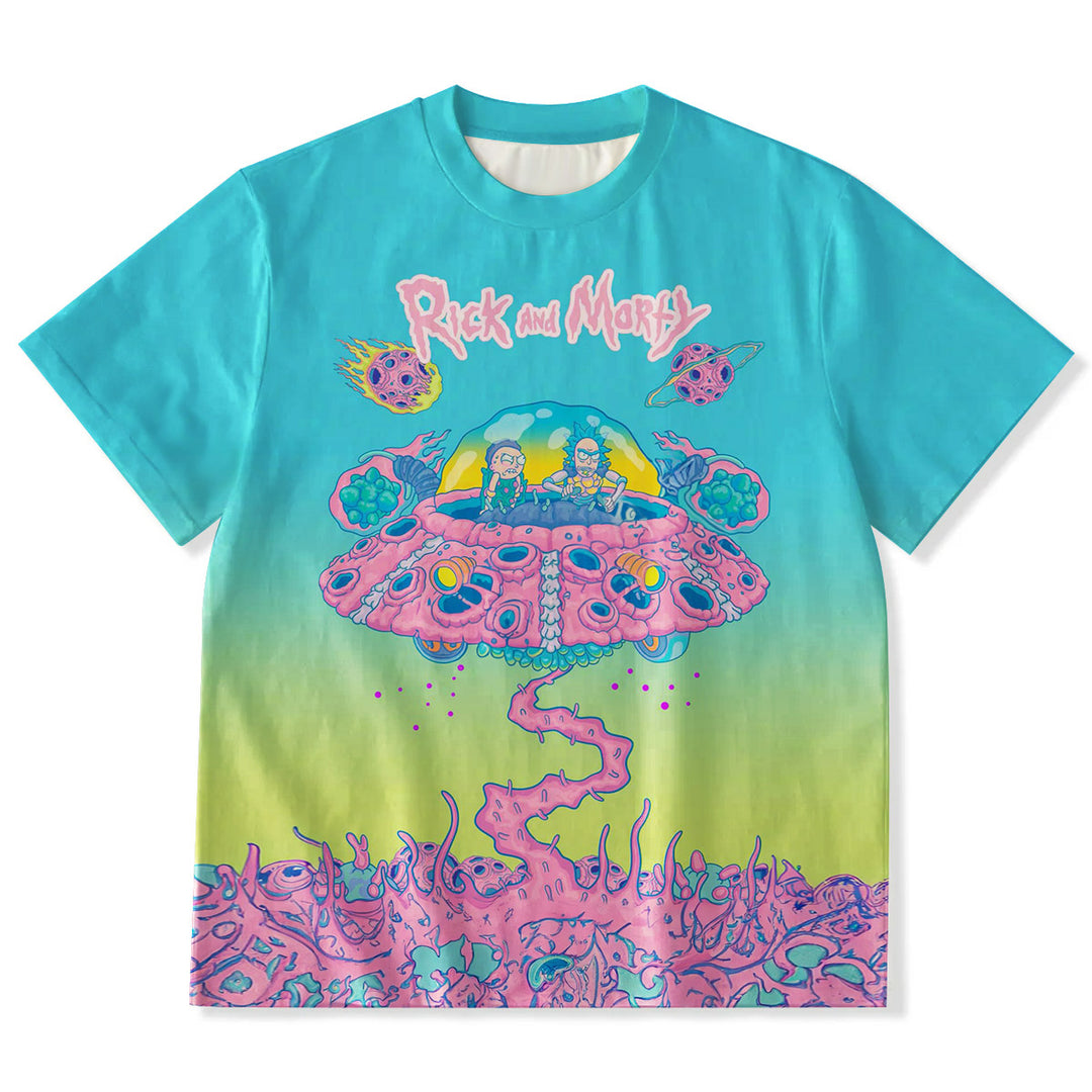 Funny Cartoon Print Crew Neck T-shirt