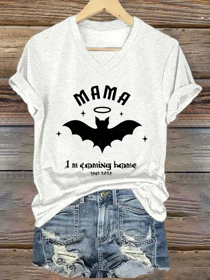 Women's "Hot Singer" Mama I'm Coming Home Printed V-Neck T-Shirt