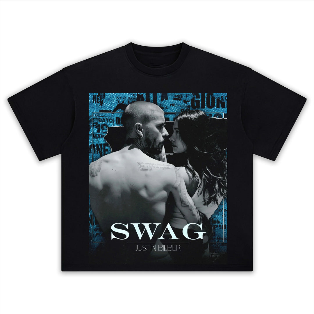 Justin Bieber Swag Print Crew Neck T-shirt