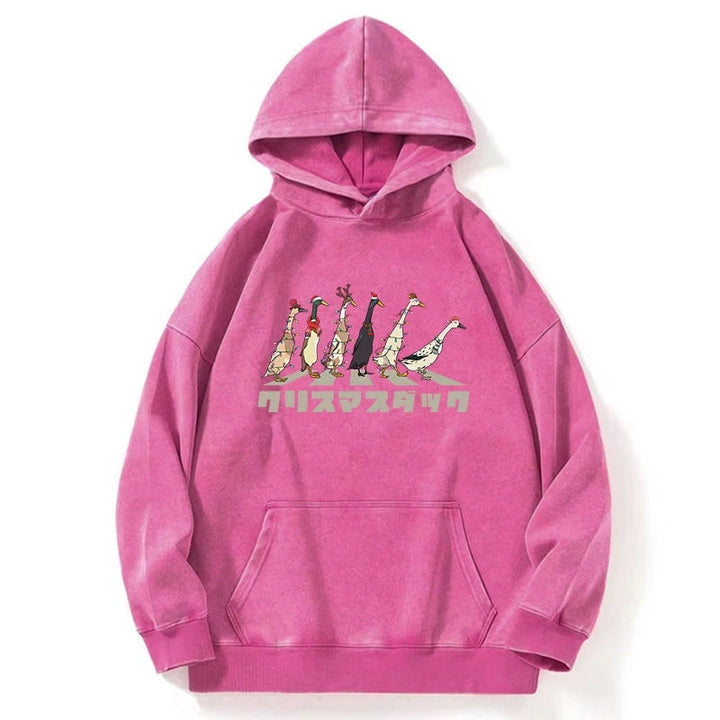 Funny Christmas Ducks Washed Hoodie