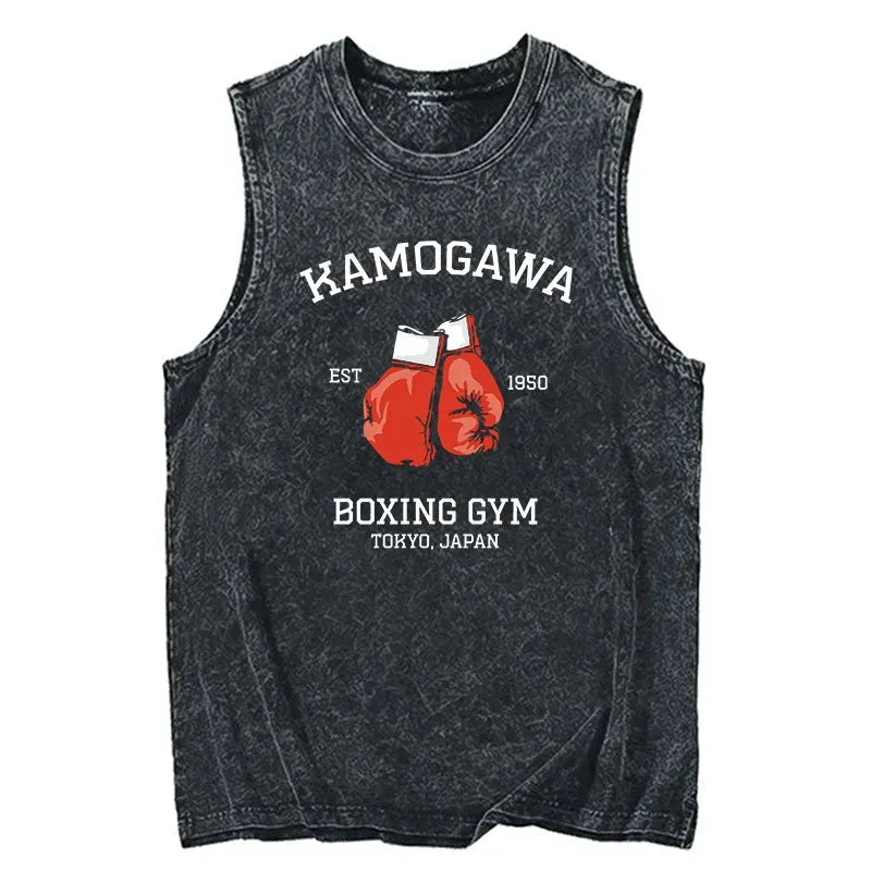 Retro Boxing Gloves Manga Anime Washed Tank