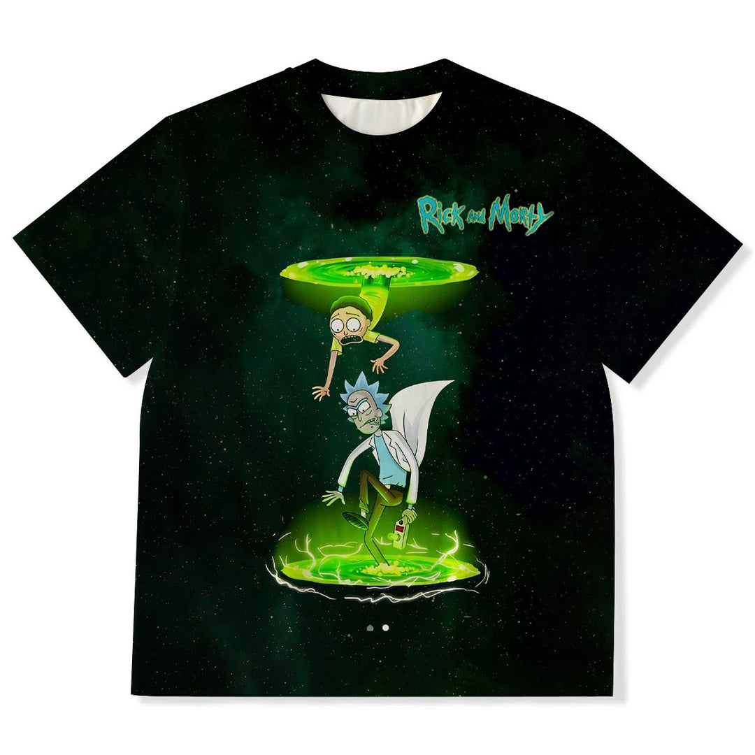 Funny Cartoon Print Crew Neck T-shirt
