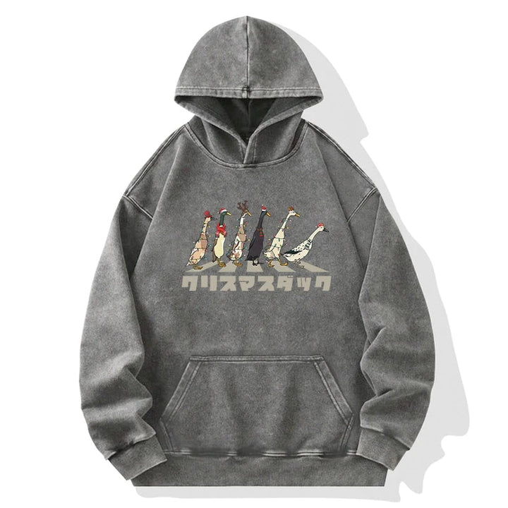 Funny Christmas Ducks Washed Hoodie
