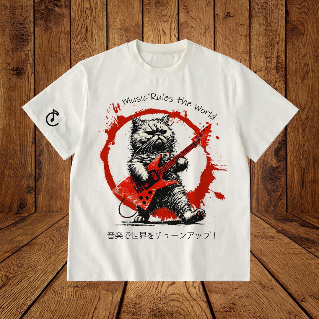 Funny Cartoon Design Print Crew Neck T-shirt