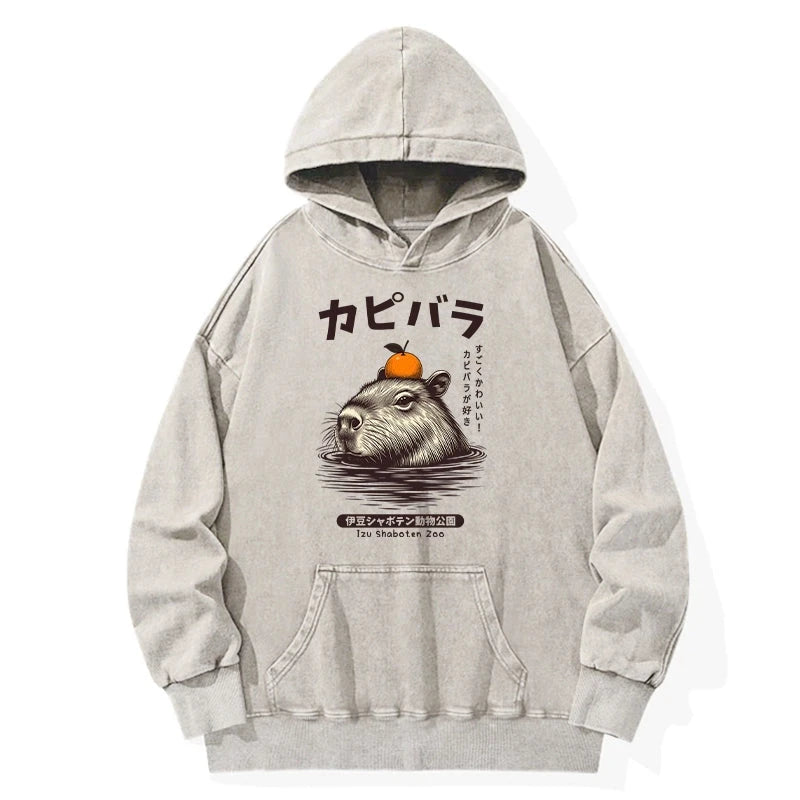 Capybara Hot Spring Washed Hoodie