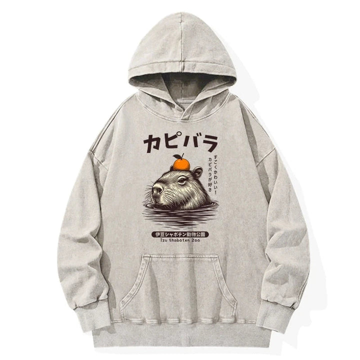Capybara Hot Spring Washed Hoodie