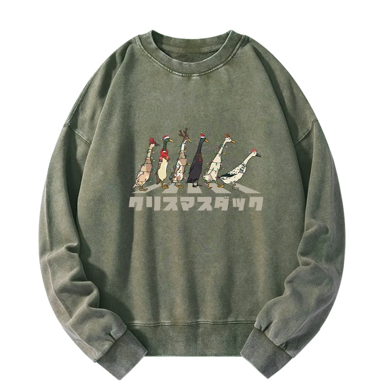 Funny Christmas Ducks Washed Sweatshirt