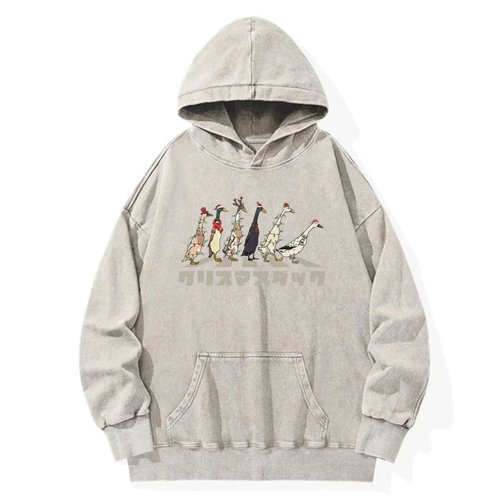Funny Christmas Ducks Washed Hoodie
