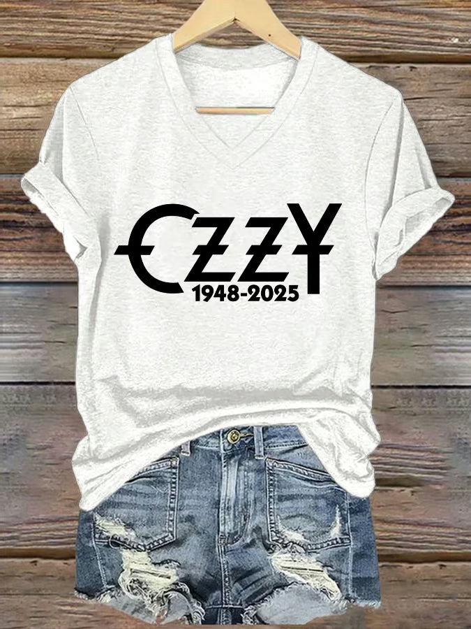 Women's Hot Singer Printed V-Neck T-Shirt