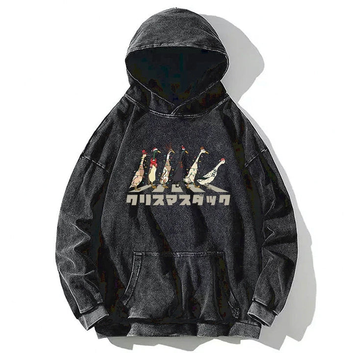 Funny Christmas Ducks Washed Hoodie