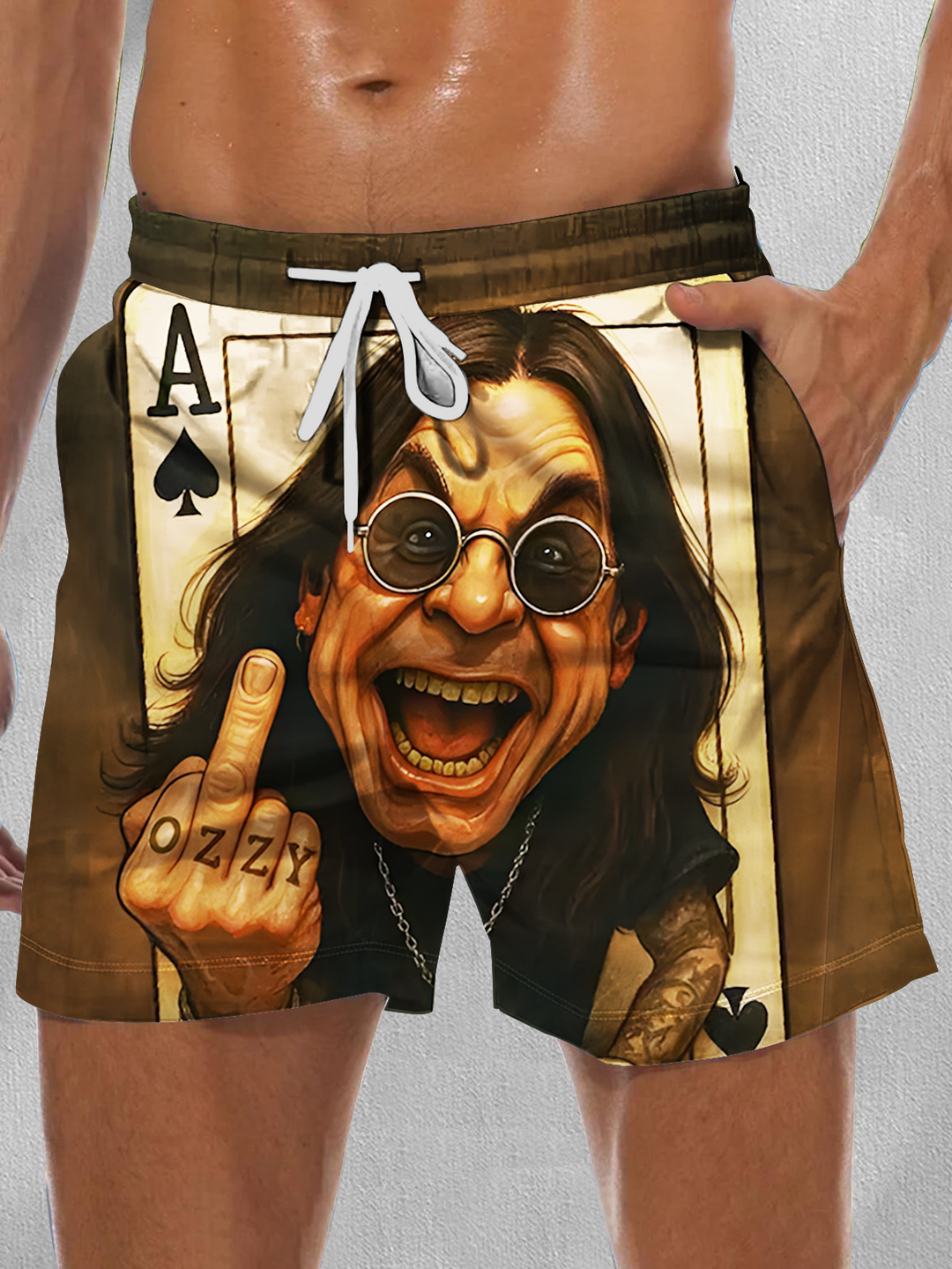Ozzy Middle Finger Heavy Metal Fan Men's Pocket Shorts