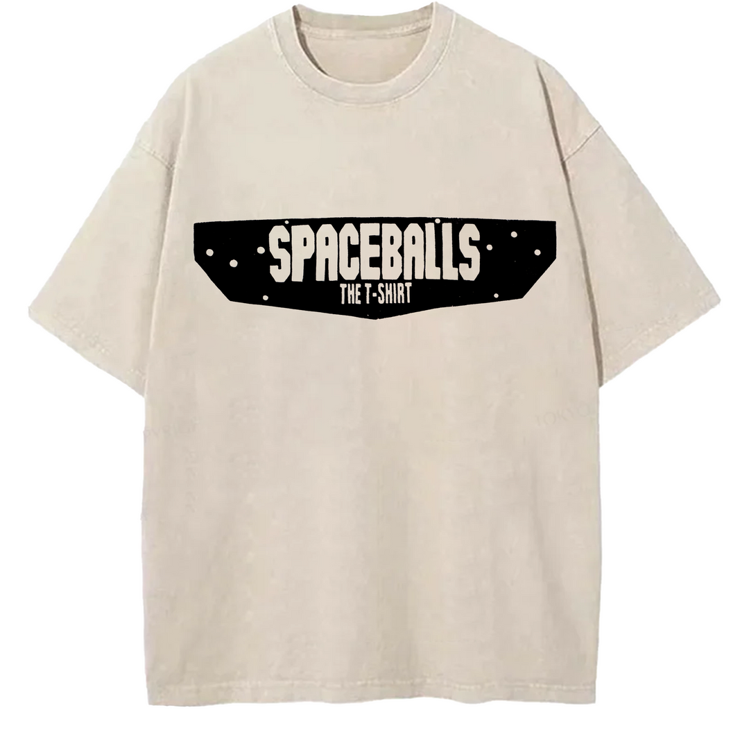 Spaceballs The T-Shirt Design Washed Crew Neck T-Shirt