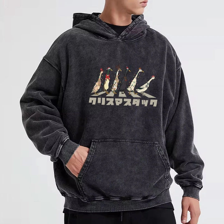 Funny Christmas Ducks Washed Hoodie