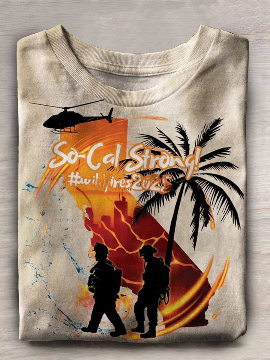 Pray for LA California Wildfires 2025 Print Casual Short Sleeve Top