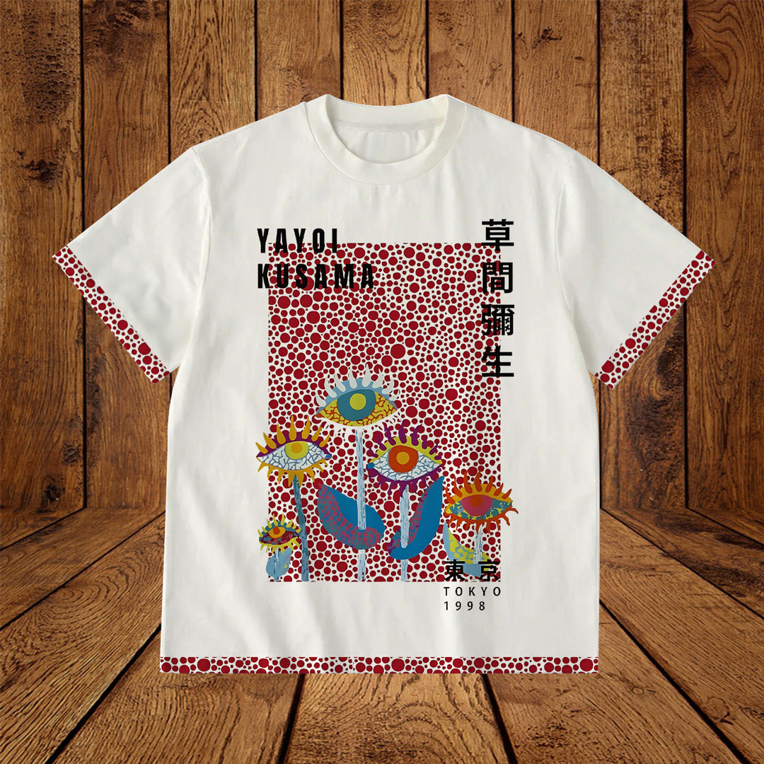 Vintage Flower Design Print Crew Neck T-shirt
