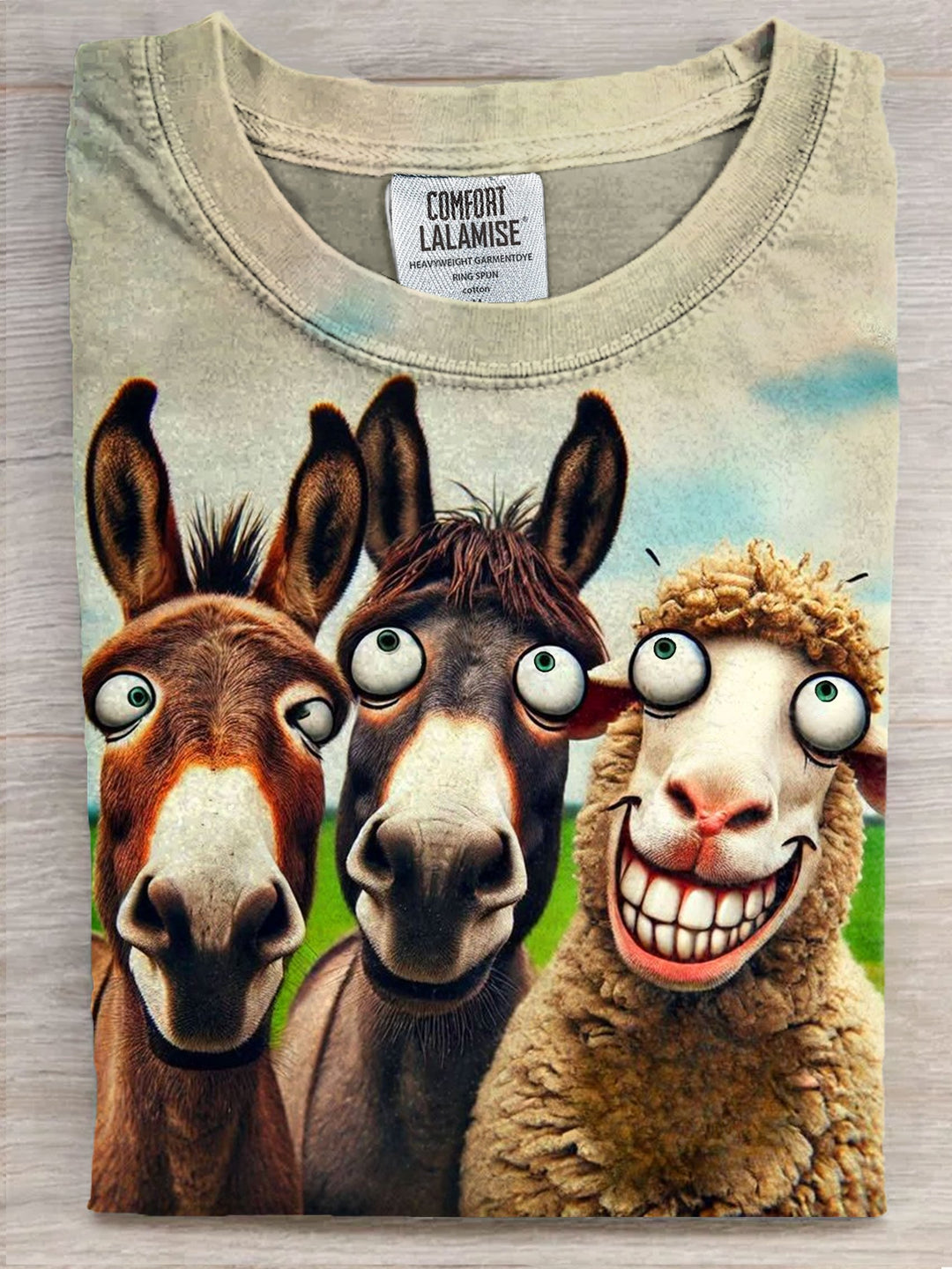 Eyes Rolled Funny Animal Art Print Casaul Short Sleeve T-shirt