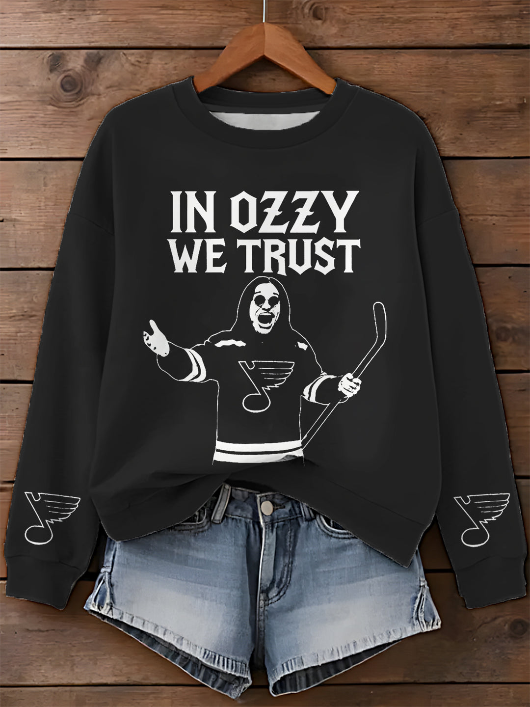 In Ozzy We Trust Print Casual Sweatshirt