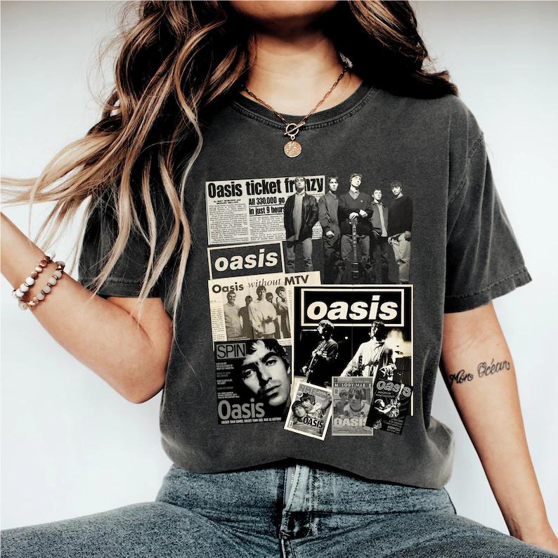 90s Oasis Band Music Fan Gift Crew Neck T-shirt