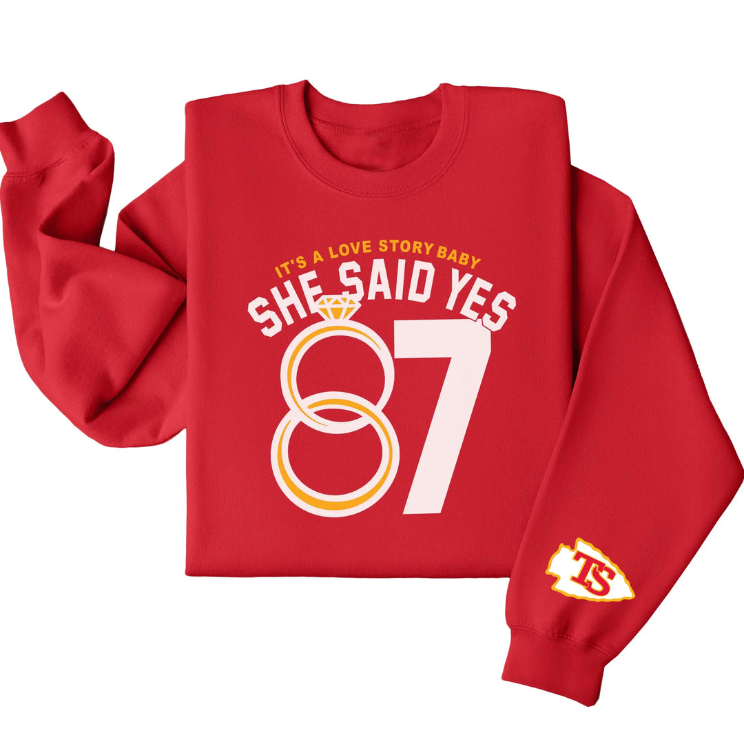 Love Story She Said Yes 87 Long Sleeve Casual Top