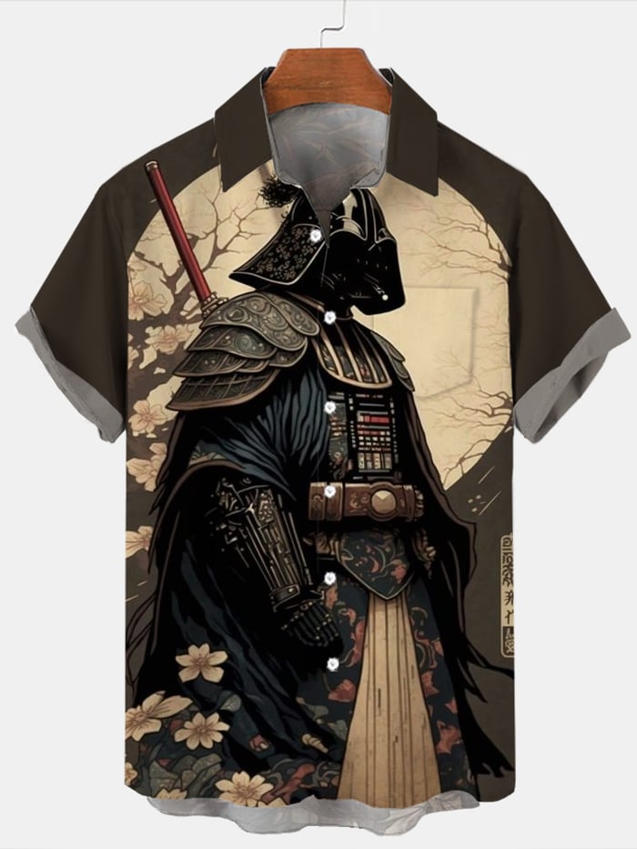 Ukiyo-e Robot Print Short Sleeve Shirt
