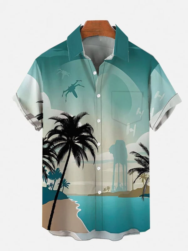 Mecha On The Beach Short Sleeve Pocket Shirt