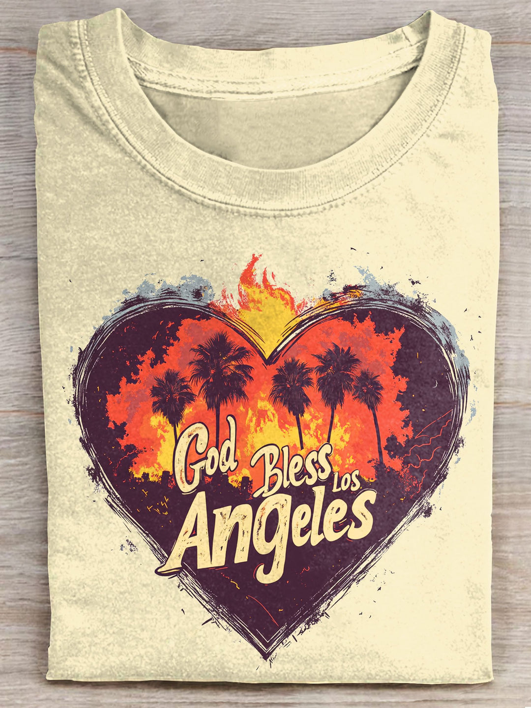 God bless Los Angeles Art Print Casual Short Sleeve T-shirt