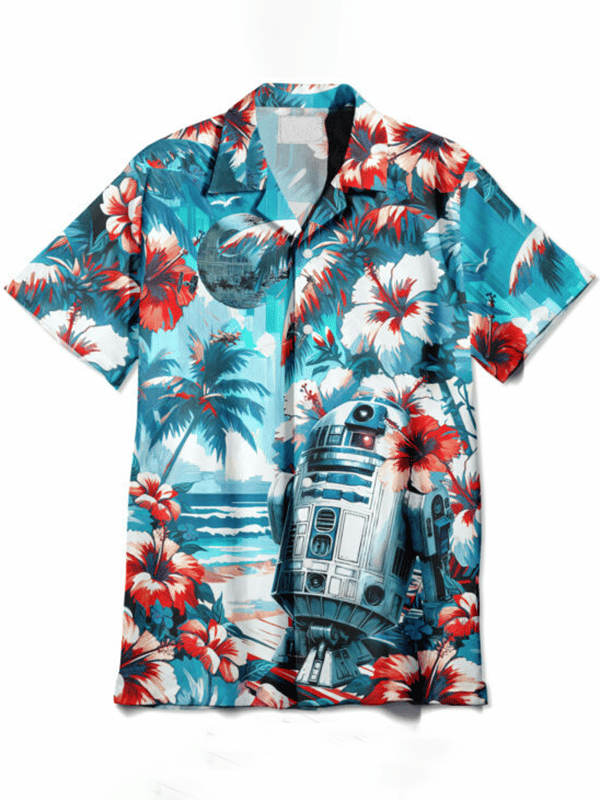 Casual Retro Print Cuban Collar Short Sleeve Shirt