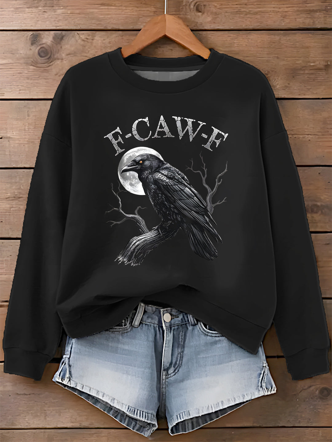 F-Caw-F Printed Long Sleeve Casual Top