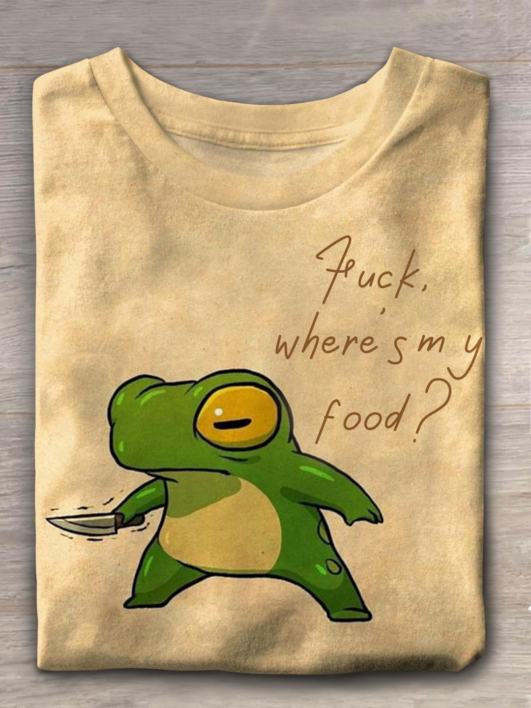 Fuck Where's My Food Crazy Frog Lustiges Casual T-Shirt mit Aufdruck