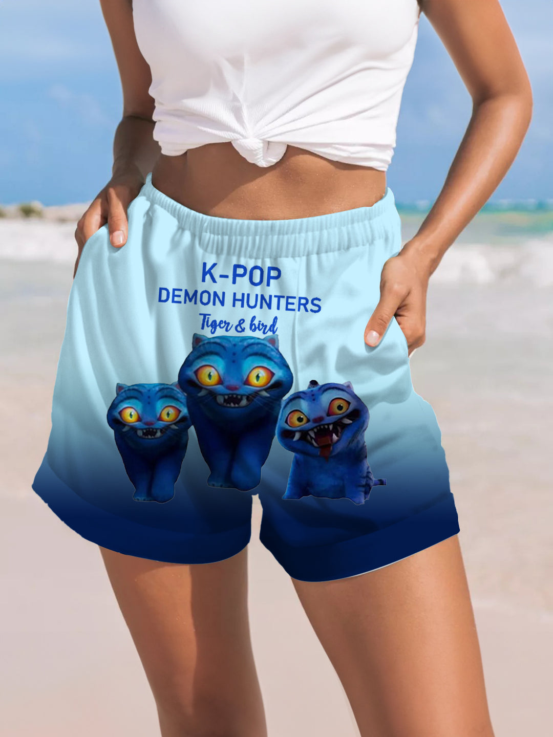 Demon Hunters tiger Print Casual Shorts