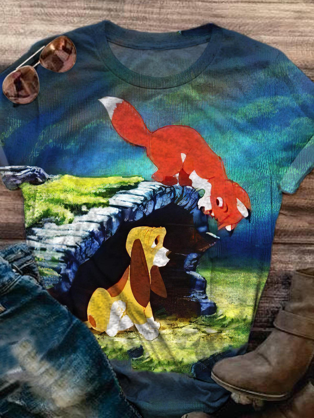 Women's Cute Animal Retro Fun Print Casual T-shirt