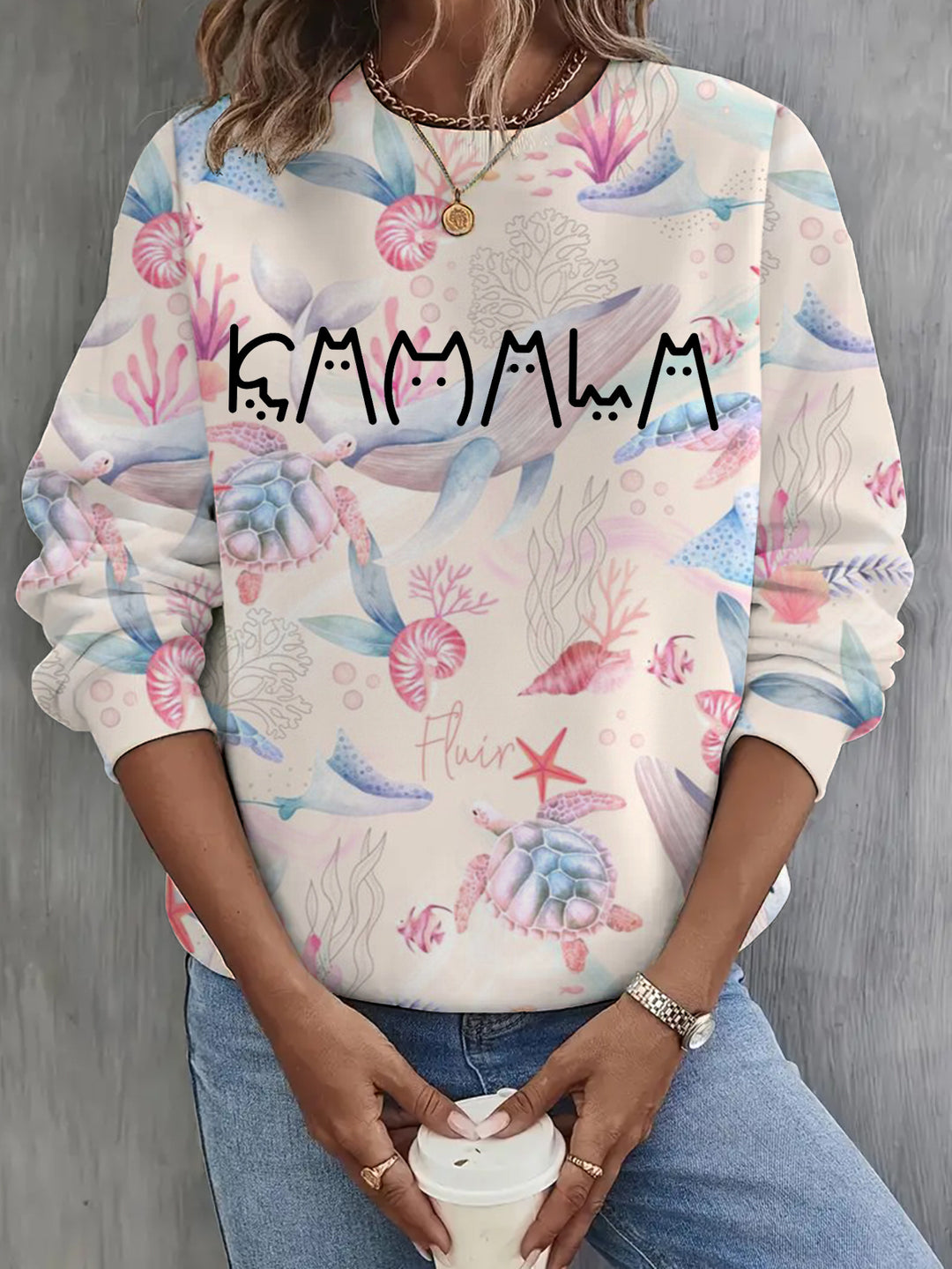 Probe cat Crew Neck Casual Sweatshirt