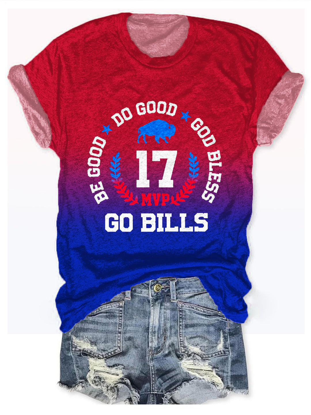 Go Bless Go Bills T-Shirt mit Rundhalsausschnitt