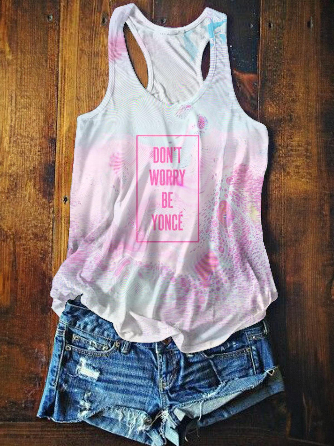 Beyoncé Gradient Printed Casual Tank Top