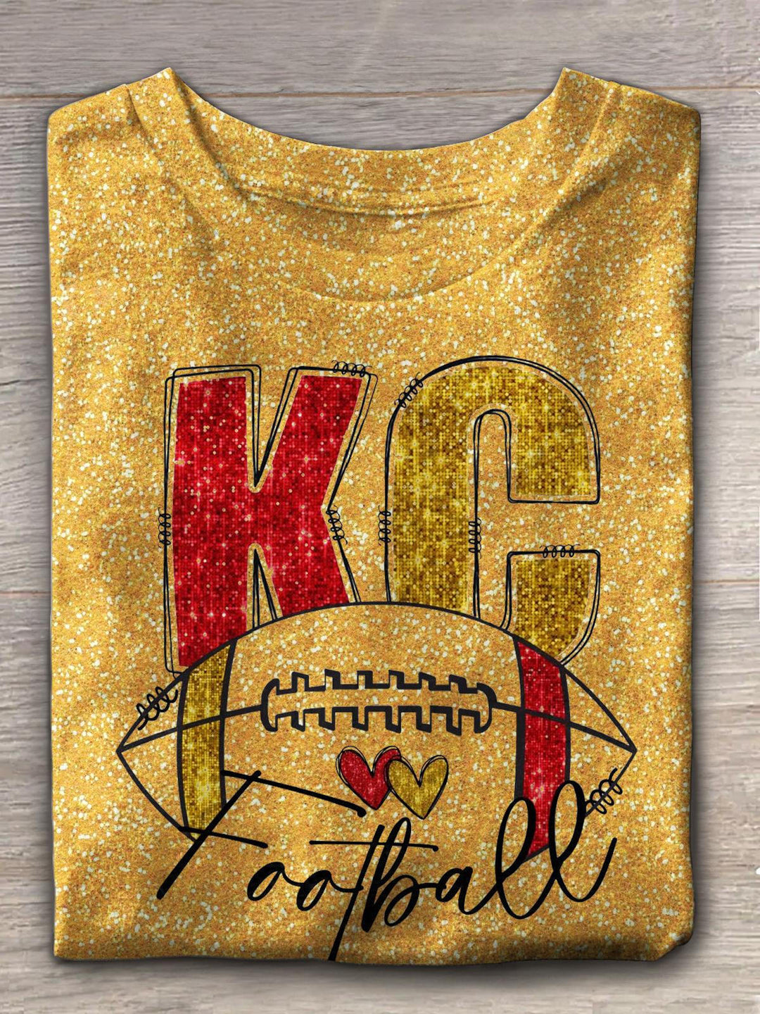 KC Football Kansas City Disco Sparkle Crew Neck T-shirt